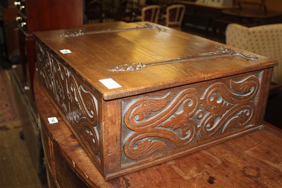 Carved oak bible box